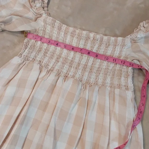 House of Harlow 1960 gingham smocked babydoll mini dress Size L - Picture 5 of 13